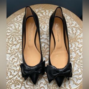 Le Walterine Black Bow Pointed-Toe Flats